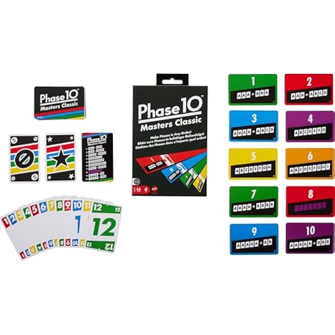 rayihni PHASE 10 MASTERS CLASSIC CARD GAME, FAMILY CARD GAME INCLUDING 60 PHASE TARGET CARDS THAT CAN BE PLAYED IN ANY ORDER FOR 2-6 PLAYERS - Image 2
